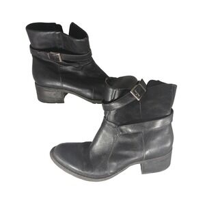 Relativity Nottingham Black Leather Buckle Ankle Boots Womens Size 10M